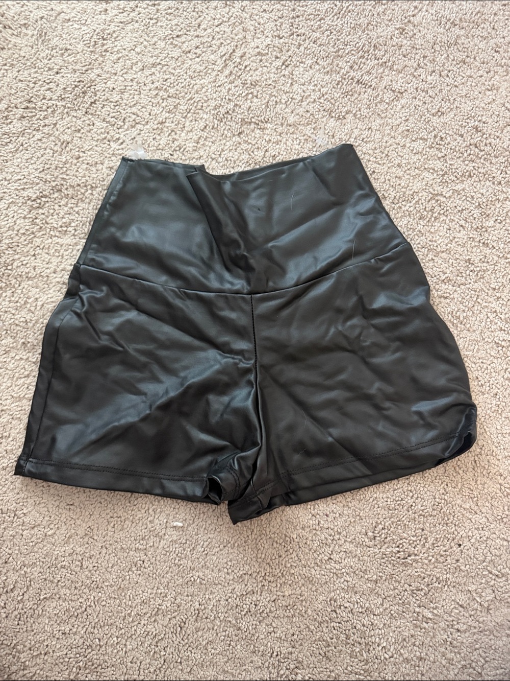 Windsor High-Waist Faux Leather Shorts - Black
